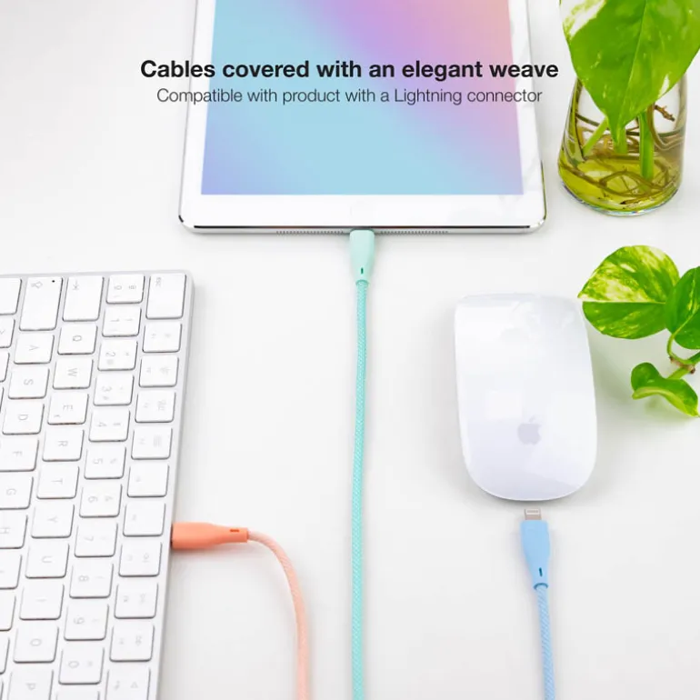 Cable Nanocable Lightning a USB 2.0 Mallado 1.0m 3U Rosa Azul Verde