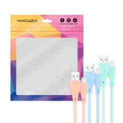 Cable Nanocable Lightning a USB 2.0 1.0m 3U Rosa Azul Verde