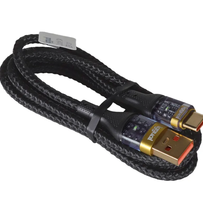 Cable USB iggual Tipo A A Tipo C 3A 100cm Trenzado LED