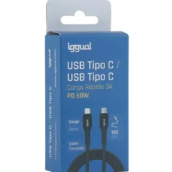 Cable USB iggual Tipo C 3A 100cm Trenzado 60W