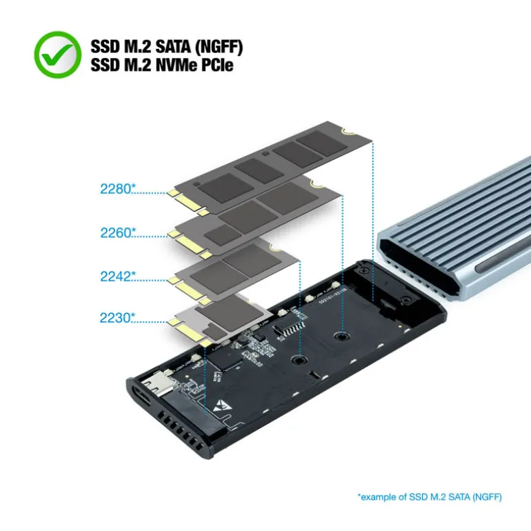 Caja Externa TooQ Shinobi RGB Para SSD M.2 Gris