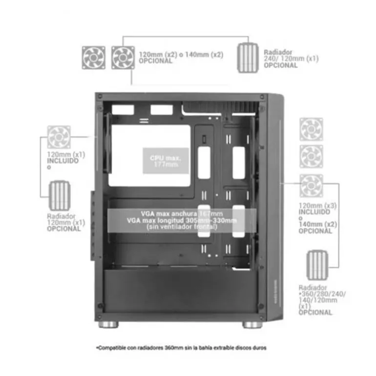 Caja/Torre Mars Gaming MC-F Mesh Blanco