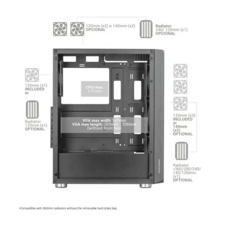 Caja/Torre Mars Gaming NC-NEO ARGB Negro