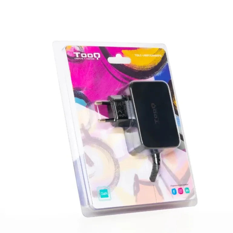 Cargador Portátil Tooq TQLC-USBCGAN65PD USB-C 65W Negro