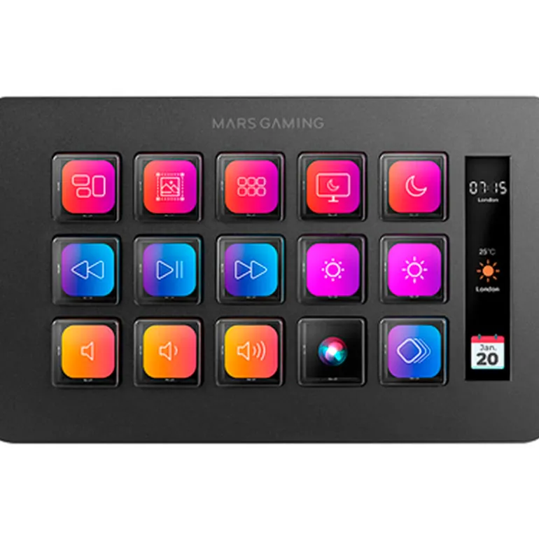 Controlador Mars Gaming MSD-ONE Stream Deck 15 Teclas LCD Negro