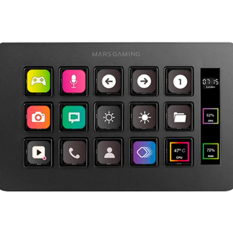 Controlador Mars Gaming MSD-ONE Stream Deck 15 Teclas LCD Negro