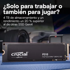 Disco Duro M.2 Crucial P310 1TB PCIe Gen4 x4 NVMe SSD