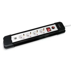 Equip Base Múltiple 4 Salidas 1.5m Botón Encendido Negro / Blanco - Regleta