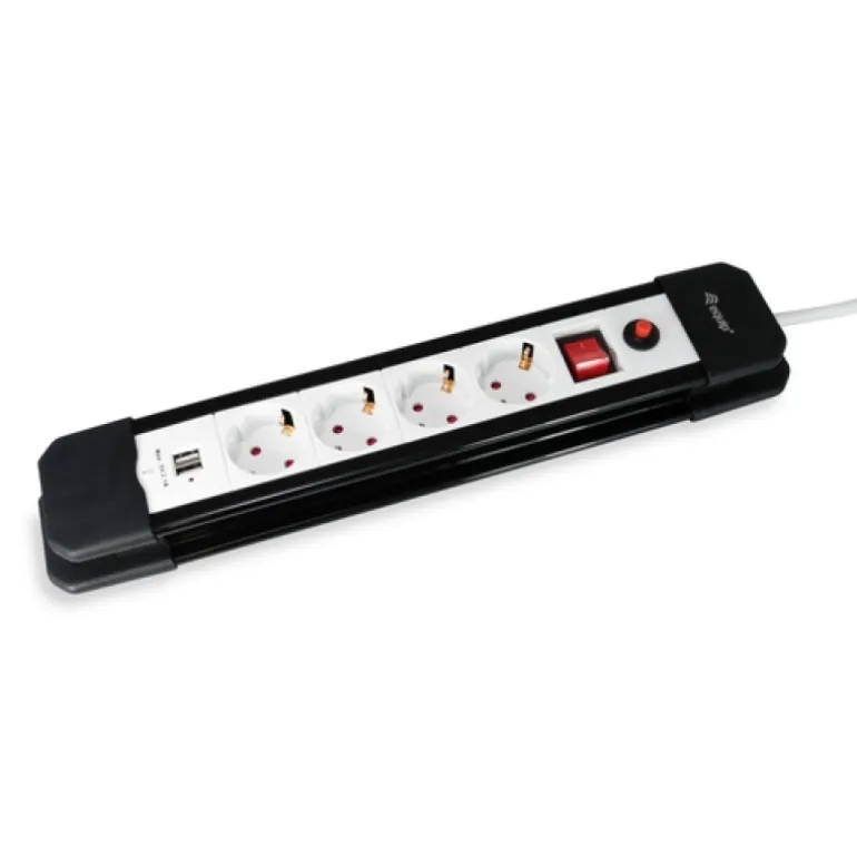 Equip Base Múltiple 4 Salidas 1.5m Botón Encendido Negro / Blanco - Regleta