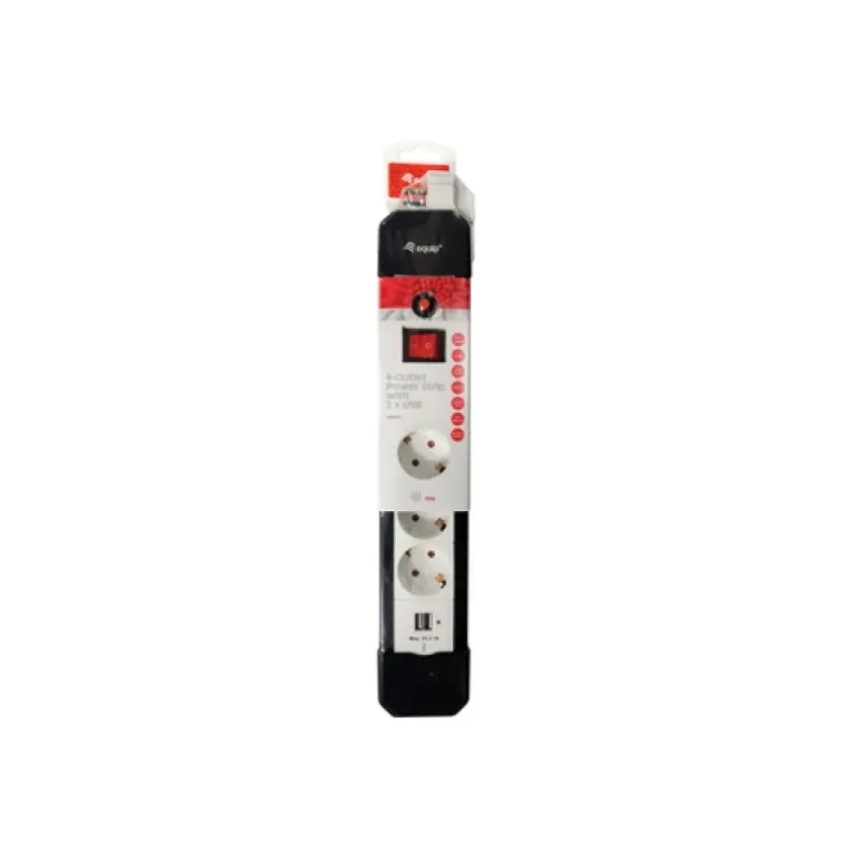 Equip Base Múltiple 4 Salidas 1.5m Botón Encendido Negro / Blanco - Regleta