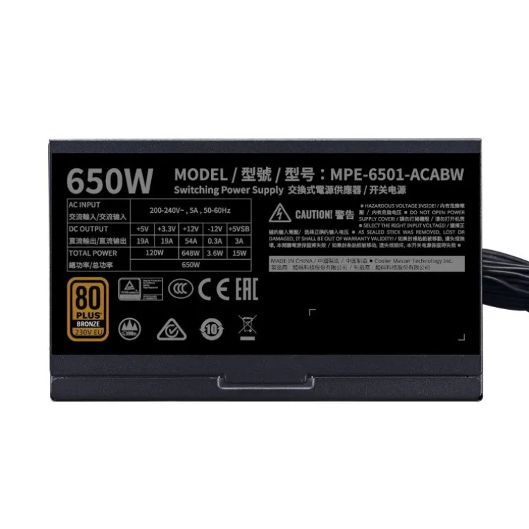 Fuente/PSU Cooler Master MWE 650 Bronze V2 80 Plus Bronze 650W