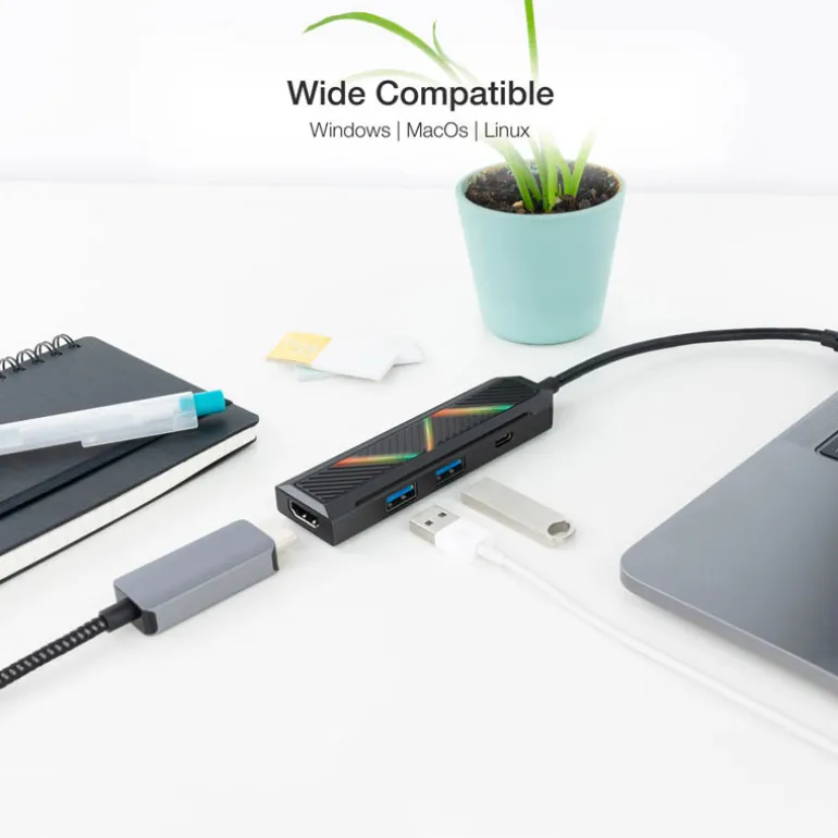 Hub Nanocable USB-C 4 En 1 Negro