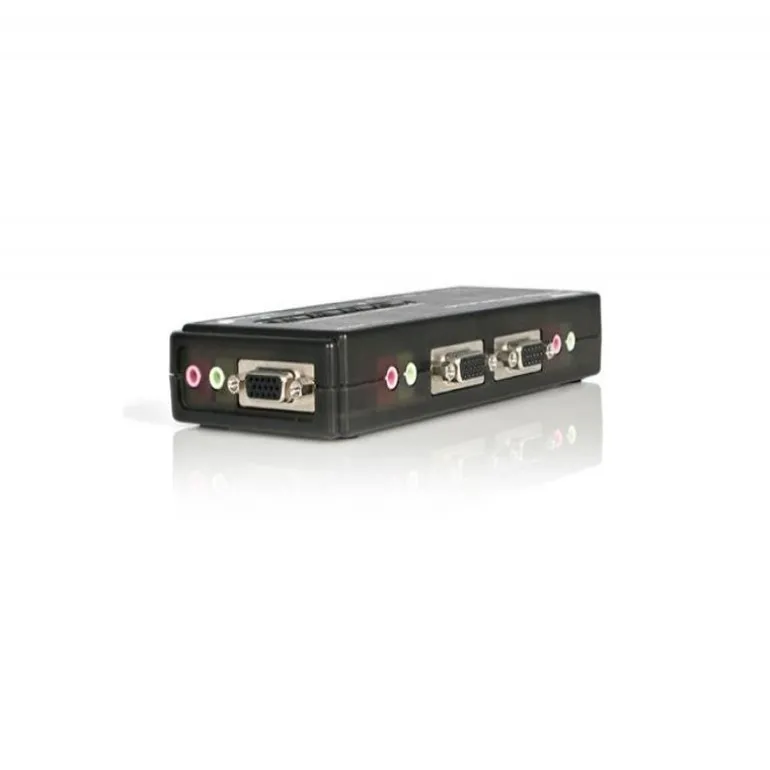Kit de Conmutador KVM Startech USB de Color Negro de 4 Puertos con Cables y Audio