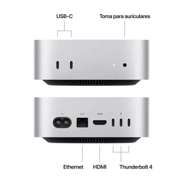 Mini PC Apple Mac Mini M4 16GB 256GB macOS Plata