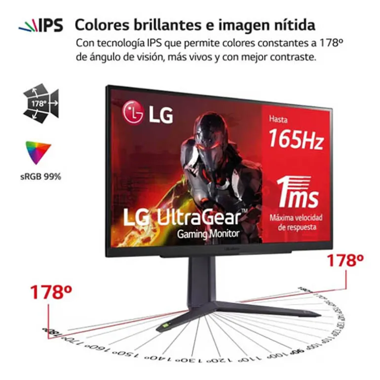Monitor LG UltraGear 27GR75Q-B 27" QHD IPS 165Hz 1ms HDR10 FreeSync