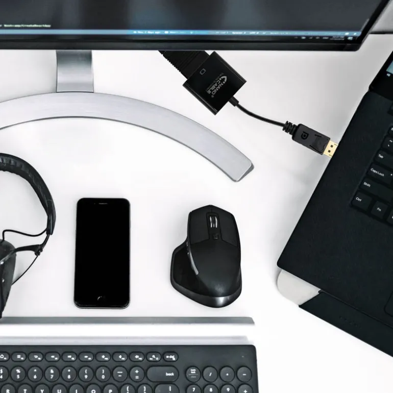 Nano Cable Conversor Displayport a SVGA Displayport /M-SVGA/H Negro 15 cm - Adaptador Displayport