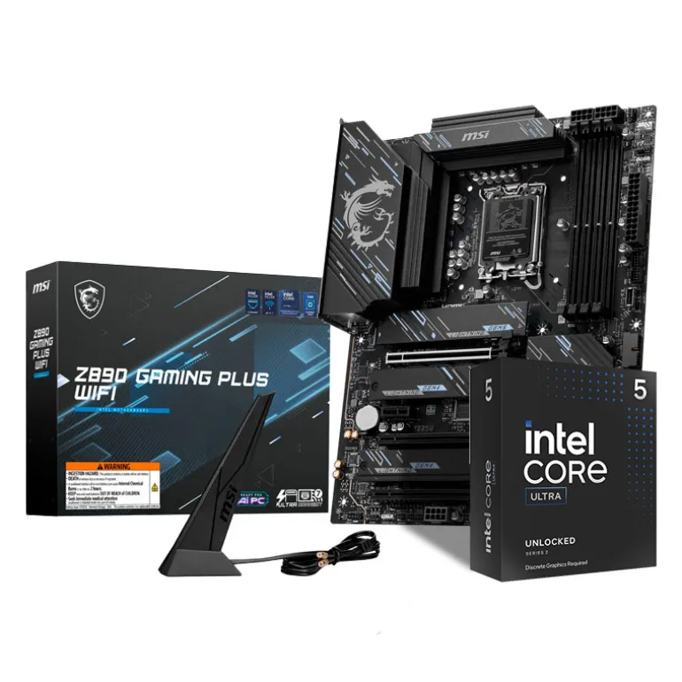 Pack MSI Z890 GAMING PLUS WIFI + Intel Core Ultra 5 245KF 5.2GHz Boxed