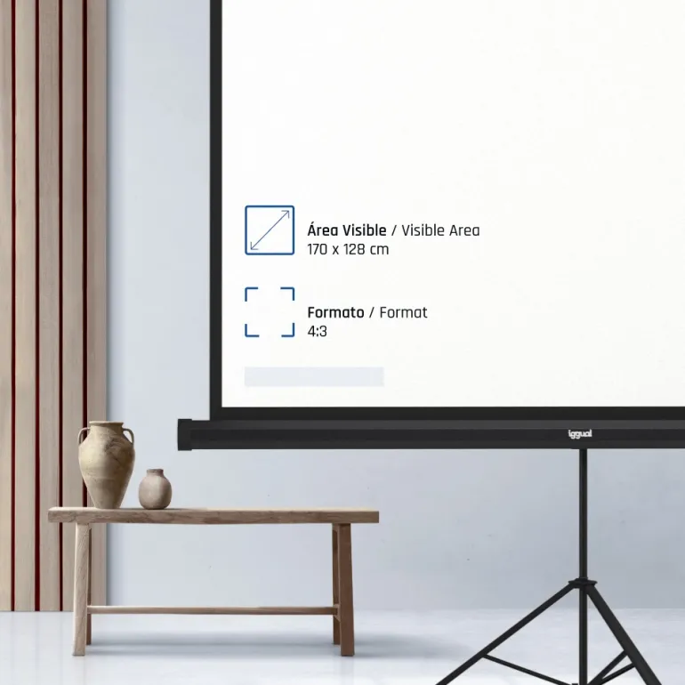 Pantalla Proyección iggual PSITS176 84" 176x134cm Con Trípode+Bolsa