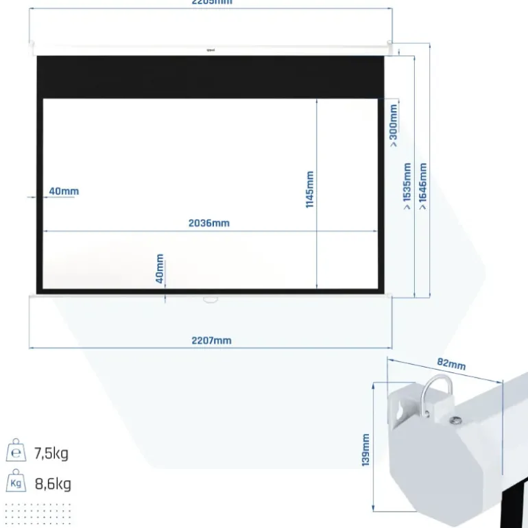 Pantalla Proyección iggual PSIMS203 Manual 92" 203x114cm