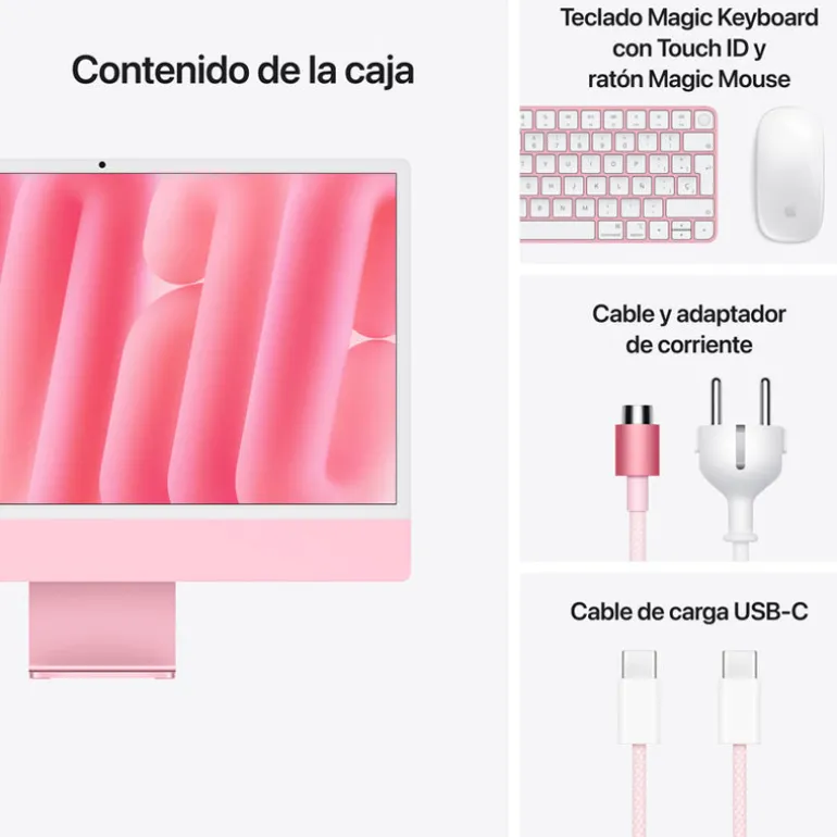 PC Todo En Uno Apple iMac M4 16GB 512GB 24" macOS Rosa