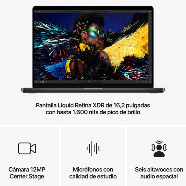 Portátil Apple MacBook Pro M4 Max 36GB 1TB 16" macOS Negro Espacial