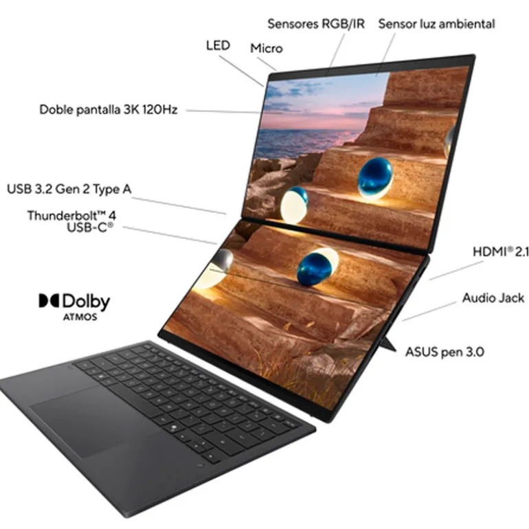 Portátil Asus Zenbook DUO UX8407AA-SN066W Copilot+ PC UX9-288H 32GB 2TB 14" OLED 3K W11H