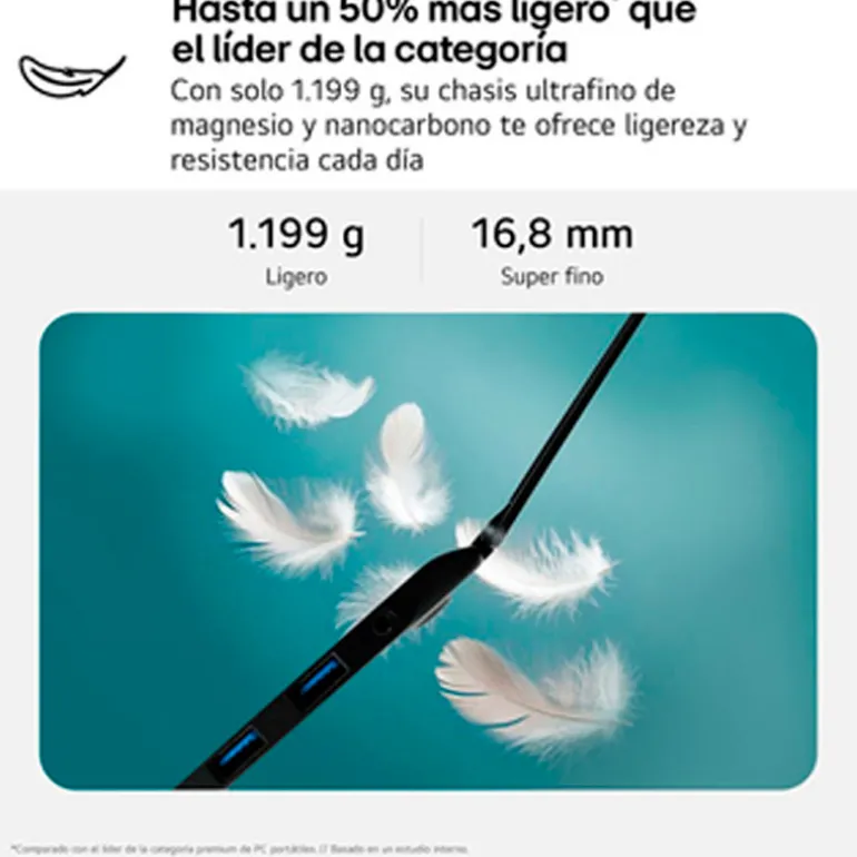 Portátil LG Gram 16Z90R 16Z90RU-G.AP55B i5-1334U 16GB 512GB 16" W11P