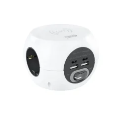 Regleta Nanocable Base Enchufe 2 USB-C + 2 USB-A Blanco