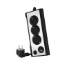 Regleta Nanocable Interruptor 3 Tomas USB-A + USB-C + Luz Negro