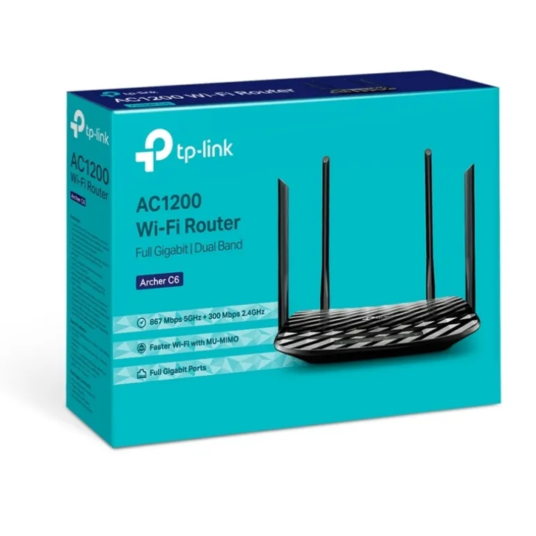 Router TP-Link Archer C6 Gigabit Inalámbrico MU-MIMO Banda Dual AC1200