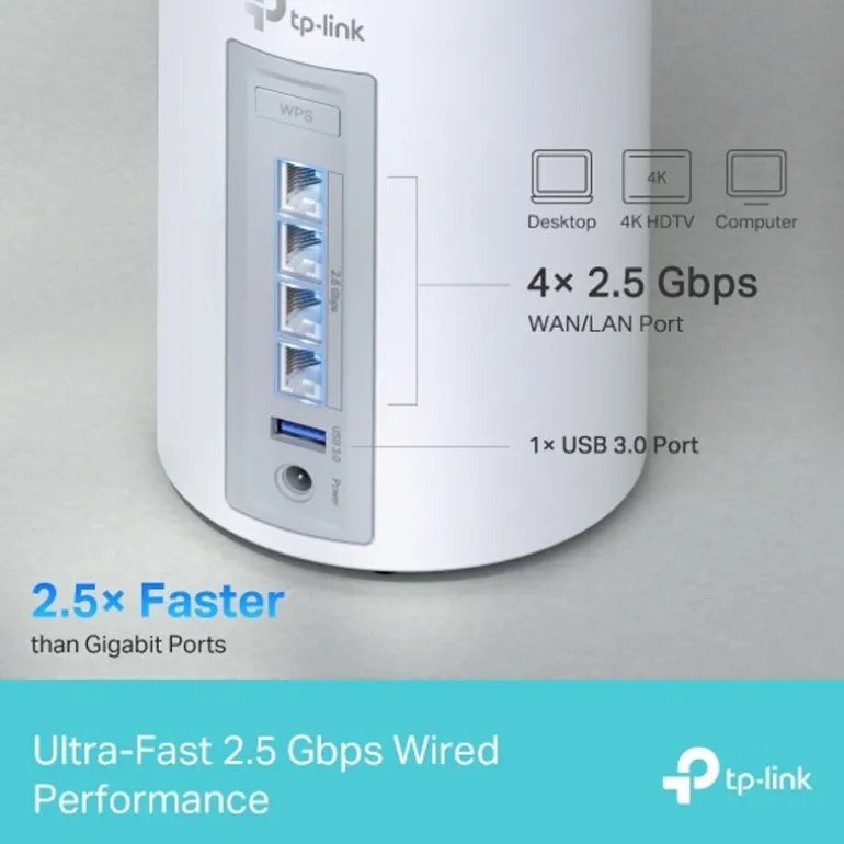 Router TP-Link Deco BE65 Wi-Fi 7 Mesh (2-Pack) Tribanda 4 Puertos 2.5 Gbps