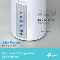 Router TP-Link Deco BE65 Wi-Fi 7 Mesh Tribanda 4 Puertos 2.5 Gbps