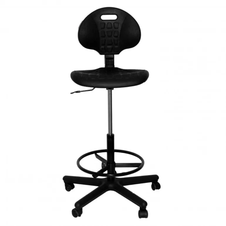 Silla Taburete Poliuretano Negro