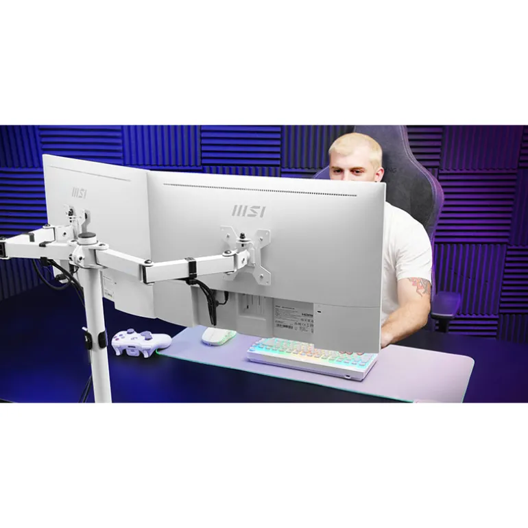 Soporte Monitor Mars Gaming MARM2 DUAL Profesional 13" A 27" Hasta 8kg Blanco