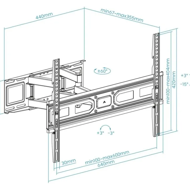 Soporte TV Tooq LP7866TN-B 37"- 80" Giratorio-Inclinable