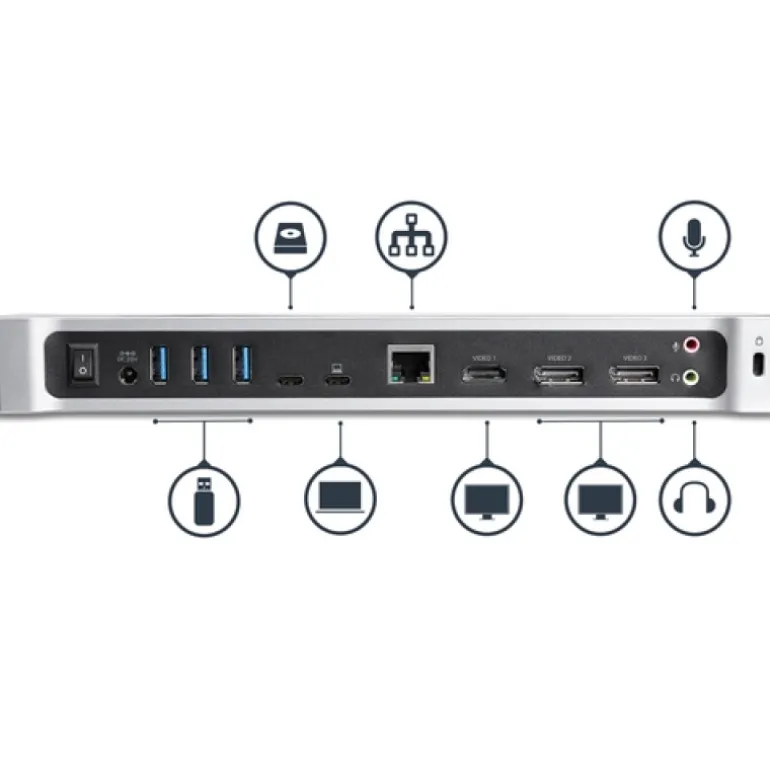 Startech USB-C Para Tres Monitores 4K Con 5x Puertos USB 3.0 - Dock Station