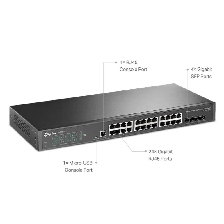 Switch TP-Link SG3428 JetStream 24 Puertos Gigabit L2