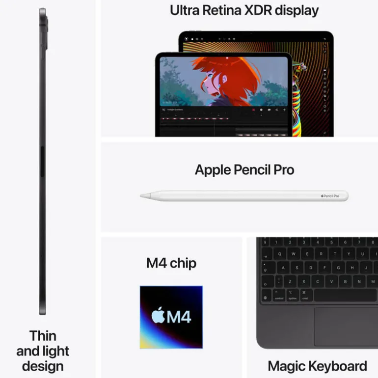 Tablet Apple iPad Pro 2024 Wi-Fi + Cellular 11" M4 8GB 512B Negro Espacial iPadOS