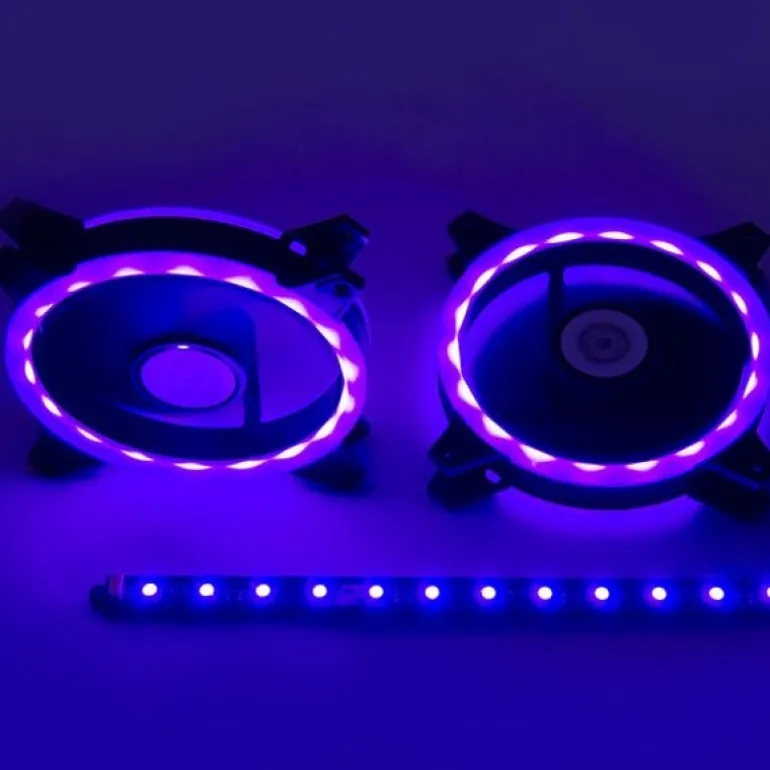Talius Siroko Twin Pack Doble Aro RGB + Tira LED + Control Remote - Ventilador 12 cm