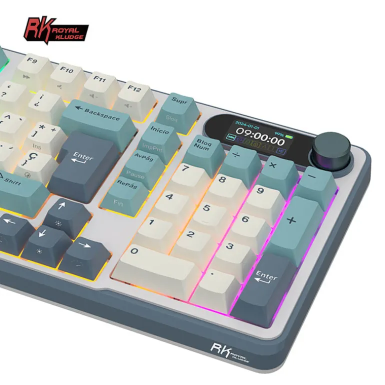 Teclado para Mac y Windows Royal Kludge RKS98 ISO-ES Hot-Swappable Switch Brown Wireless Light Cloud