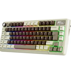 Teclado para Mac y Windows Royal Kludge RKL75 ISO-ES RGB Hot-Swappable Switch Beige Wireless Mokko Grey