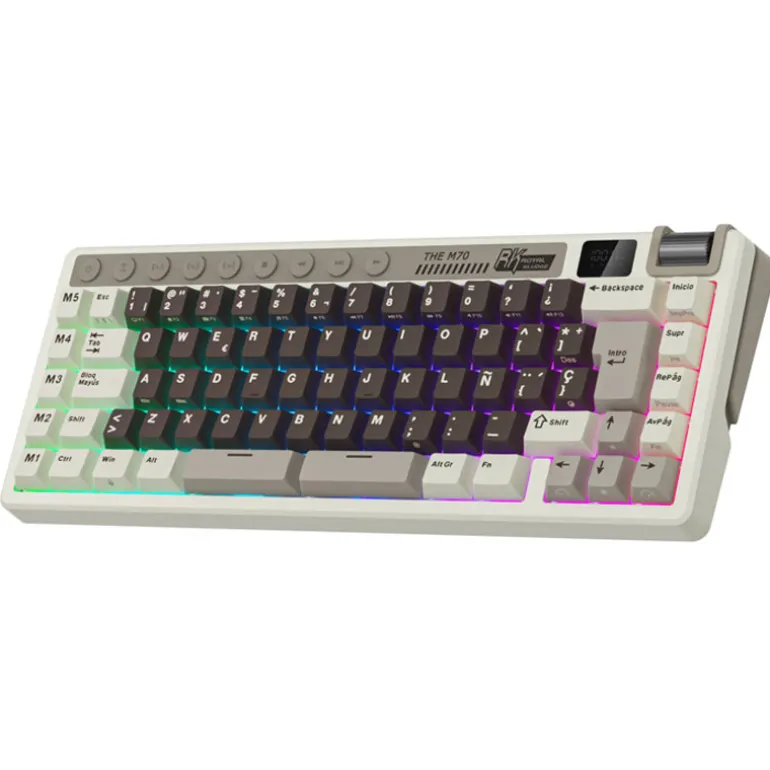 Teclado para Mac y Windows Royal Kludge RKL75 ISO-ES RGB Hot-Swappable Switch Cream Wireless Palm Green