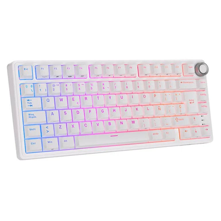 Teclado para Mac y Windows Royal Kludge RKR75 ISO-ES Hot-Swappable Switch Silver Speed White Edition