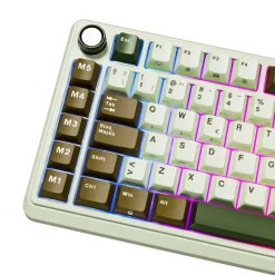 Teclado para Mac y Windows Royal Kludge RKL75 ISO-ES RGB Hot-Swappable Switch Beige Wireless Palm Green