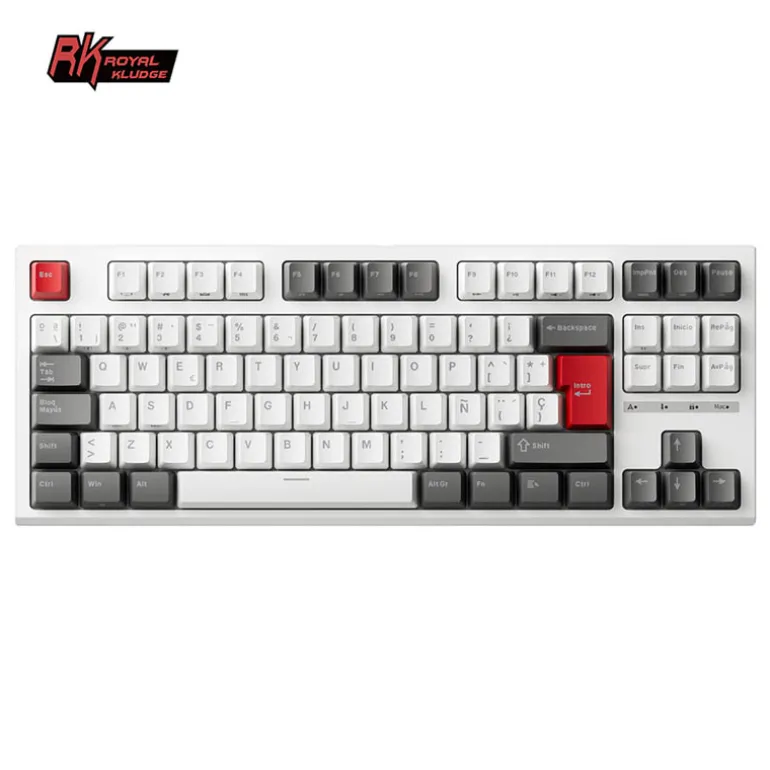 Teclado para Mac y Windows Royal Kludge RKR87 ISO-ES Hot-Swappable Switch Red Blanco