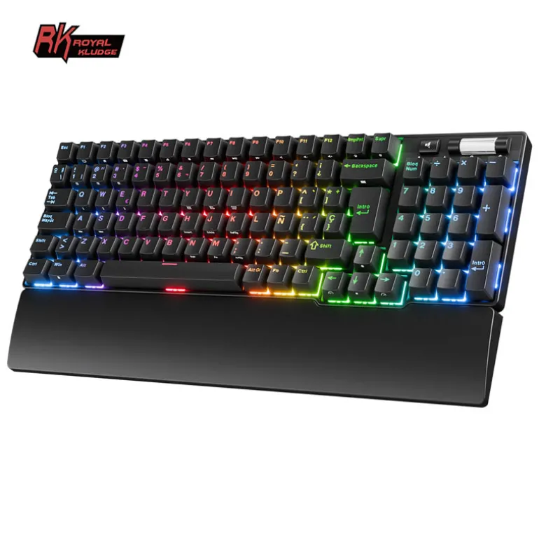 Teclado para Mac y Windows Royal Kludge RKR87 ISO-ES Hot-Swappable Switch Brown Blanco