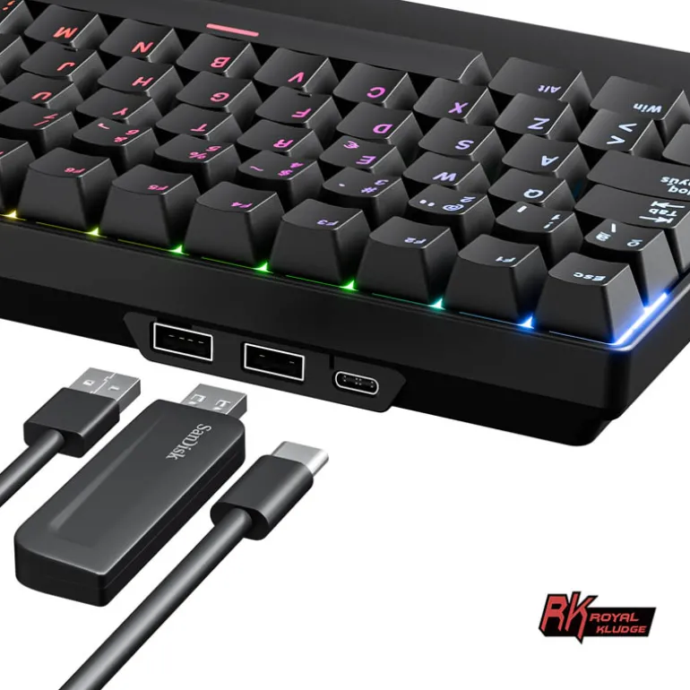 Teclado para Mac y Windows Royal Kludge RKR87 ISO-ES Hot-Swappable Switch Brown Blanco