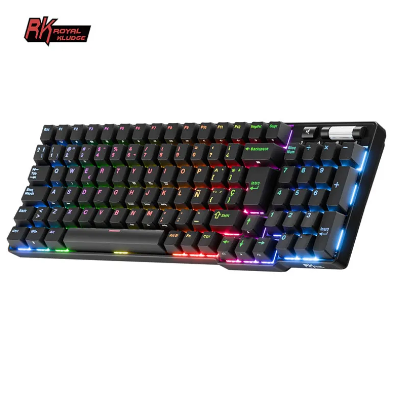 Teclado para Mac y Windows Royal Kludge RKR87 ISO-ES Hot-Swappable Switch Brown Blanco
