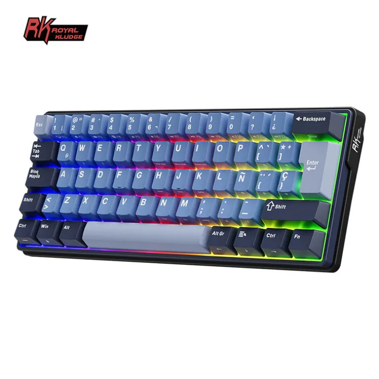 Teclado para Mac y Windows Royal Kludge RK98 ISO-ES Hot-Swappable Switch Brown Wireless Klein Blue