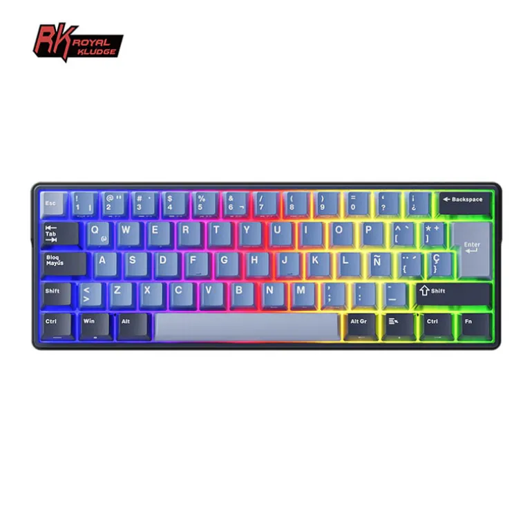 Teclado para Mac y Windows Royal Kludge RK98 ISO-ES Hot-Swappable Switch Brown Wireless Klein Blue